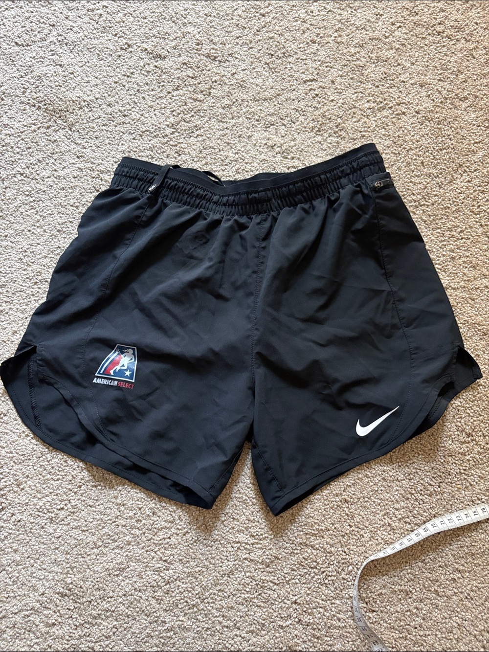 American select lacrosse Nike black running shorts size small